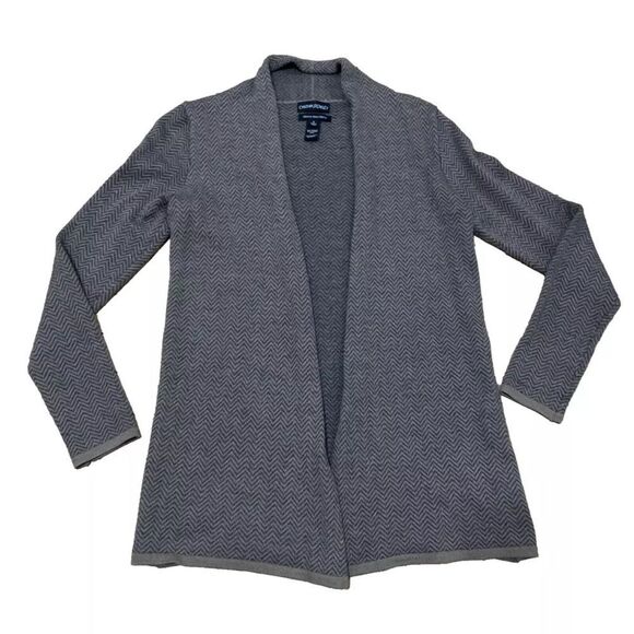 Cynthia Rowley Sweaters - CYNTHIA ROWLEY Cardigan Merino Wool Blend Women S Brown Chevron Black Knit S